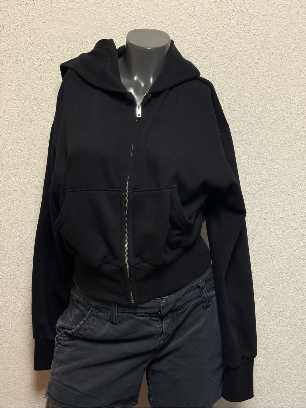 Reflex Black Zip-Up Hoodie with Kangaroo Pocket